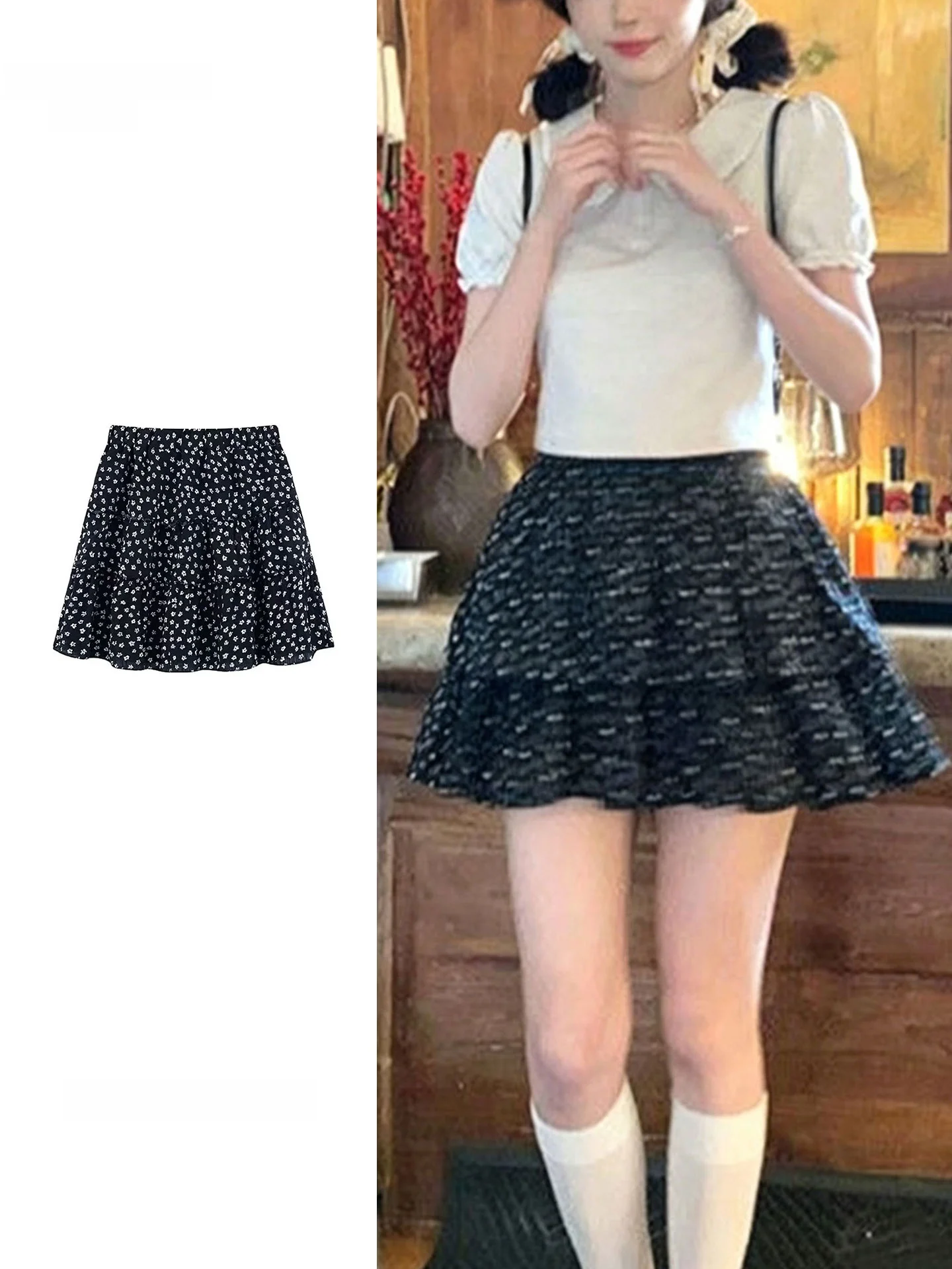 Stunning High Waist A-Line  Skirt for Women Beautiful Floral Cake Design Half Body Summer New Korean Style Short Skirt
