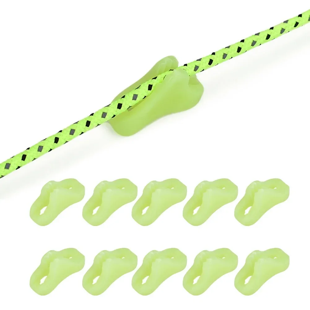 

10pcs/set GLOW-In The DARK Guyline Runners Camping Tent Awning Tensioners Caravan Wind Rope Buckle Fixing Tent Accessories