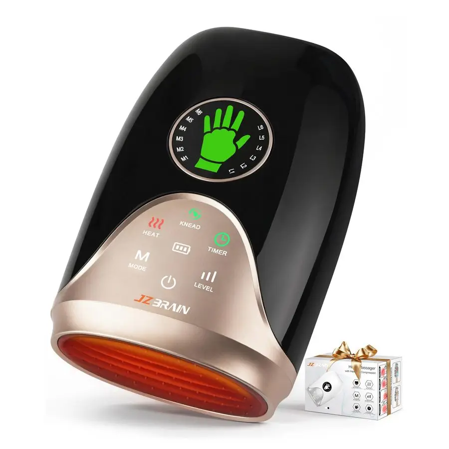 

Massager with Heat and Compression Hand and Wrist Massager with Customizable Modes, Finger Stretch Function, Visual Display, Pal