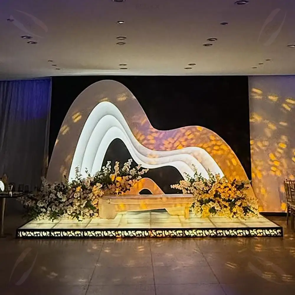 

FSDKX Factory Directly Sale PVC Background Stand Very Large 3D Wave Backdrop for Wedding Background Event Decoration