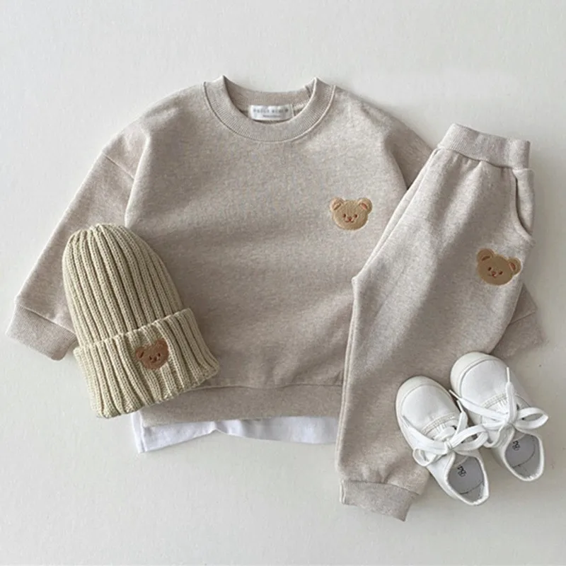 

Infant Spring and Autumn Casual Cotton Set Clothes Bear Pullover Children's Clothing Boys and Girls Baby Pure Cotton Set