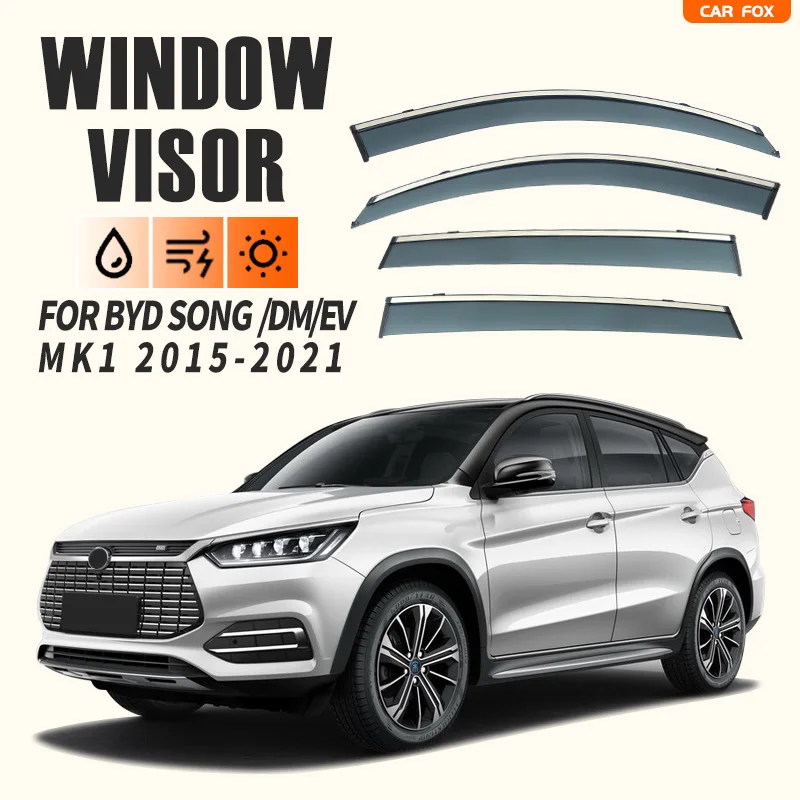 

Пластиковый оконный козырек для BYD Song PRO PLUS DM EV 2015-2023, оттенки на вентиляционное отверстие, защита от солнца, дождя, 4 шт./SE для BYD Song PRO PLUS