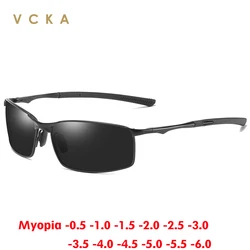 VCKA Aluminum Myopia Sunglasses Men Women Polarized Driving Glasses Anti-Glare Customized Prescription Eyewear -0.5 to -6.0