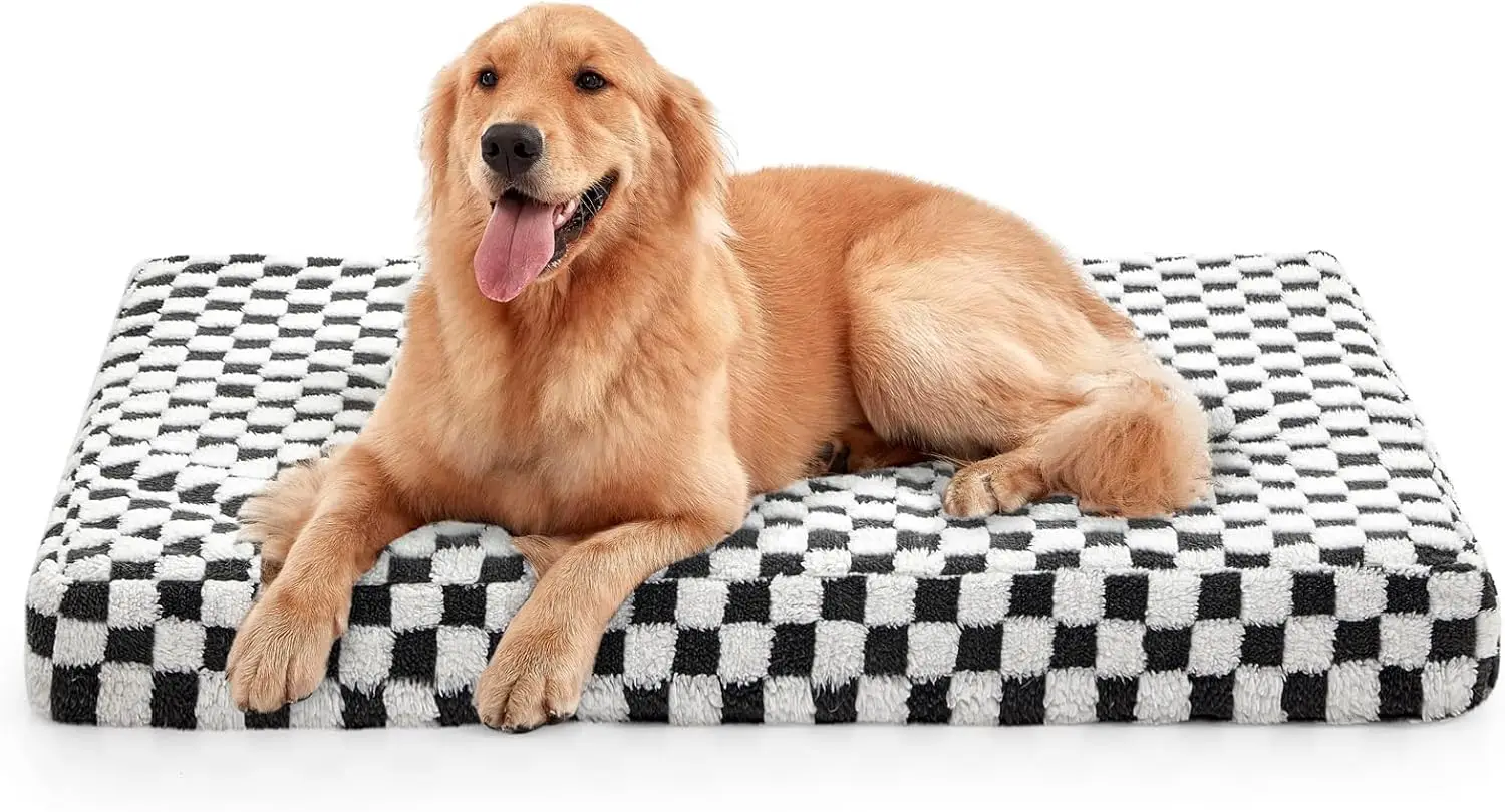 

Большая ортопедическая лежанка для собак с моющимся чехлом, матрас из плюшевой пены с эффектом памяти для крупных собак, 42x28 дюймов, серая