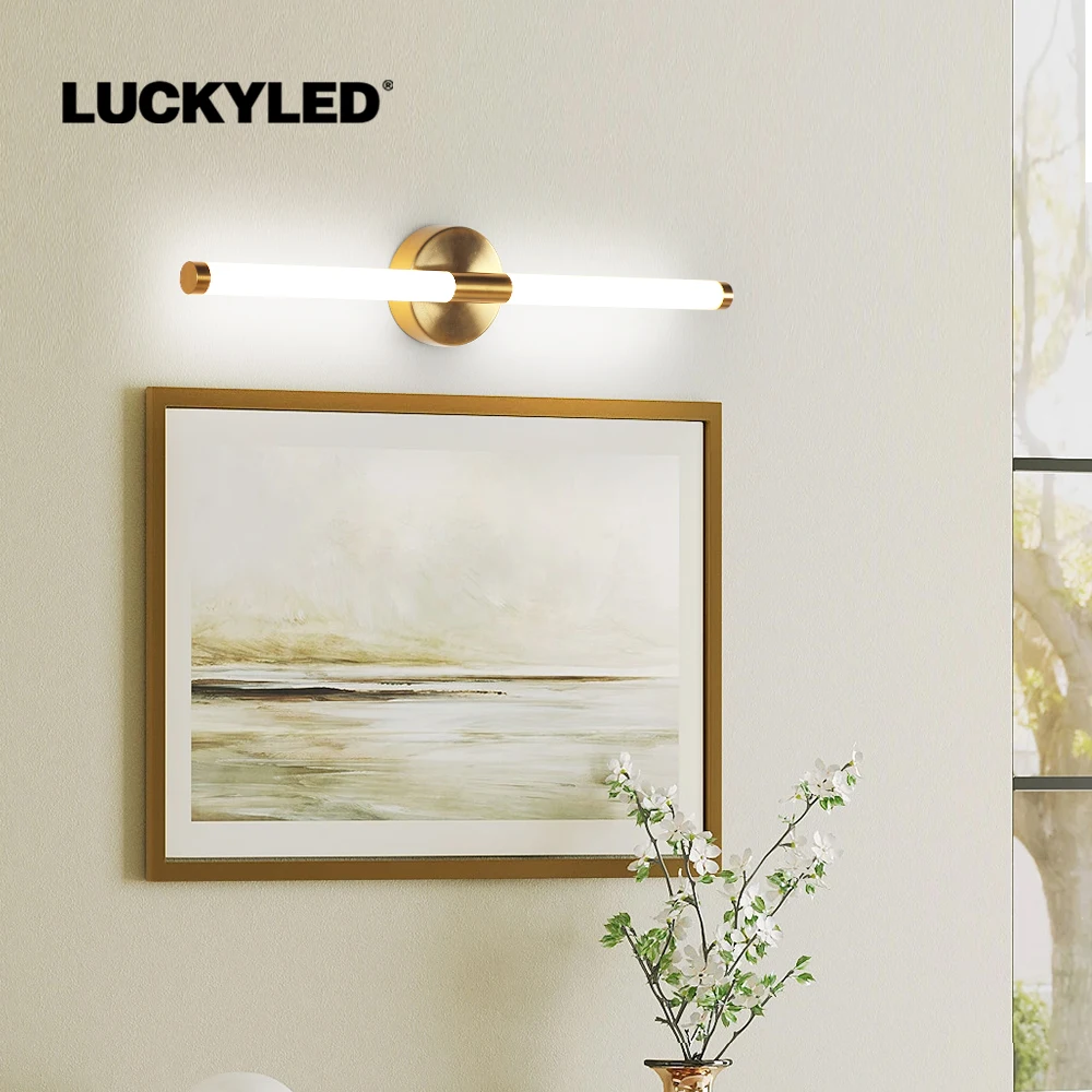 

LUCKYLED Modern Interior Wall Light Double Lampshade Bathroom Wall Lamp AC85-265V Golden Wall Sconces 800mm Wall Lighting