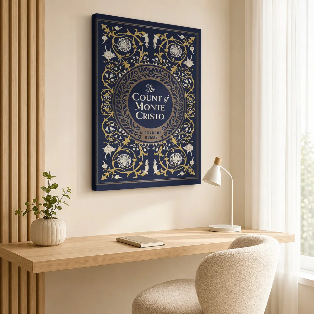 Count Of Monte Cristo Ornate Motif Canvas Print Personalized Photo Illustrated Wall Art For Home Library, Literature Lover Gift