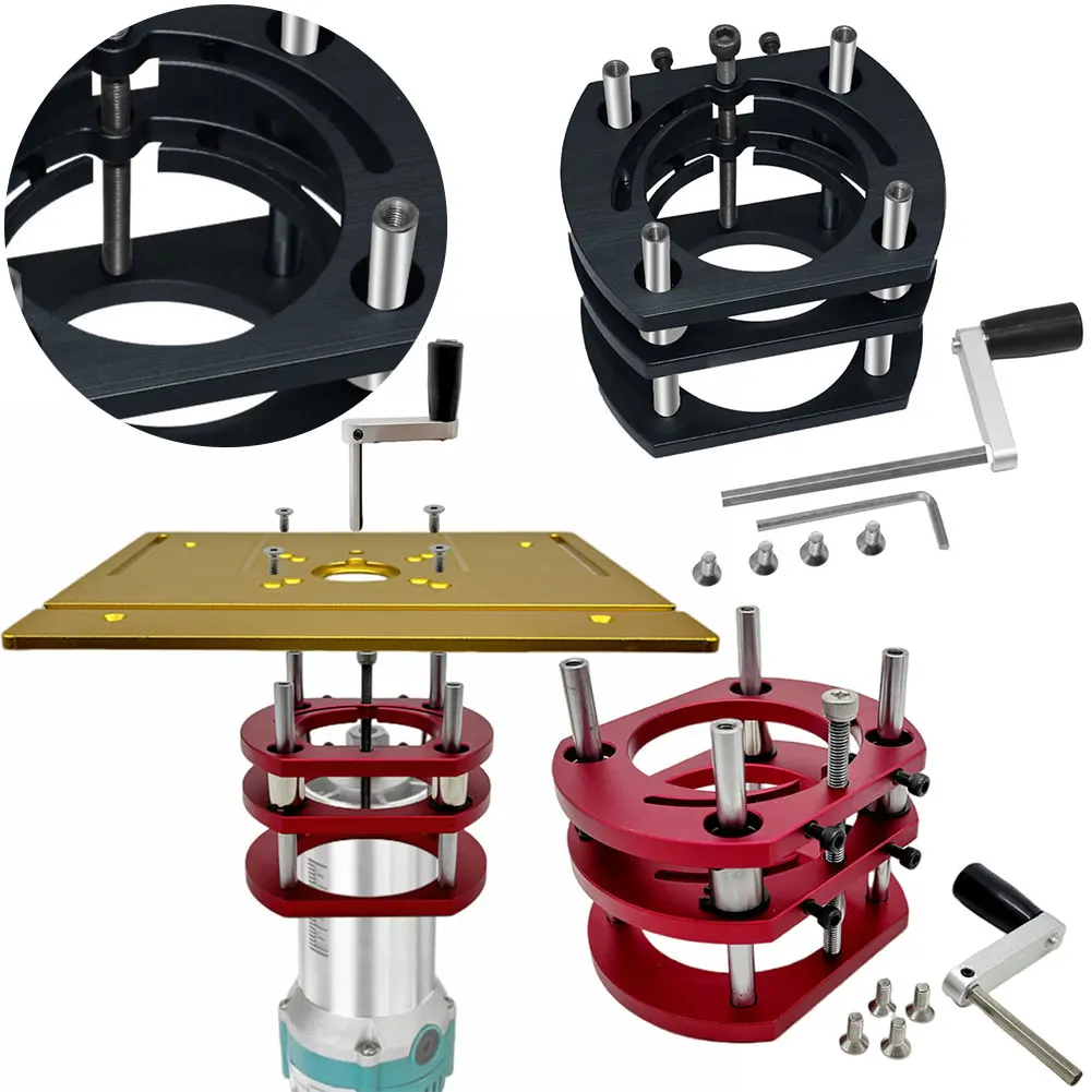 

Router Lift Base Router Table Saw Insert Base Aluminum Alloy Adjustable for Trimmer Engraving Machine