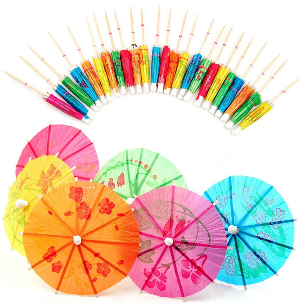 1000 PCS Umbrella Parasol Cocktail Picks Cupcake Toppers Luau Toothpicks Hawaiian Party Decorations Multicolored Wholesale XB