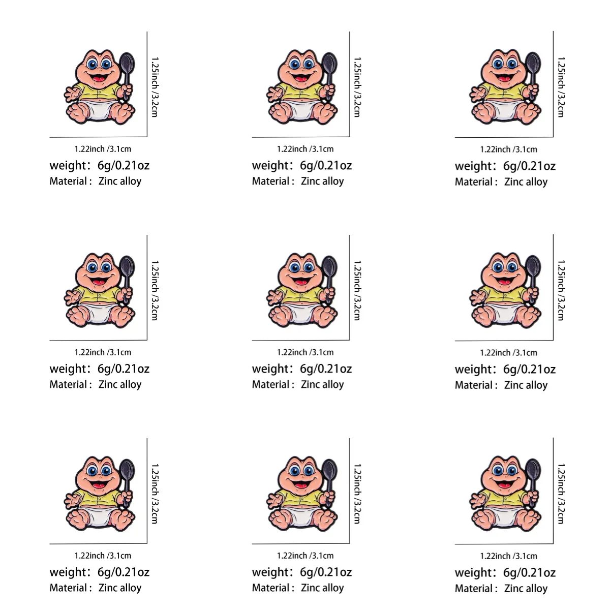 9 Stück niedliche Baby-Emaille-Pins, Cartoon-Broschen für Mäntel, Film-Broschen, Kragen- und Reversnadeln, Metallabzeichen, Schmuckgeschenk für Freunde – Detail 1