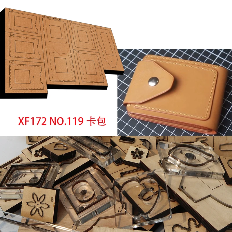 New Japan Steel Blade Wooden Die Clamshell short purse Wallet Leather Craft Punch Hand Tool Cut Knife Mould XF172