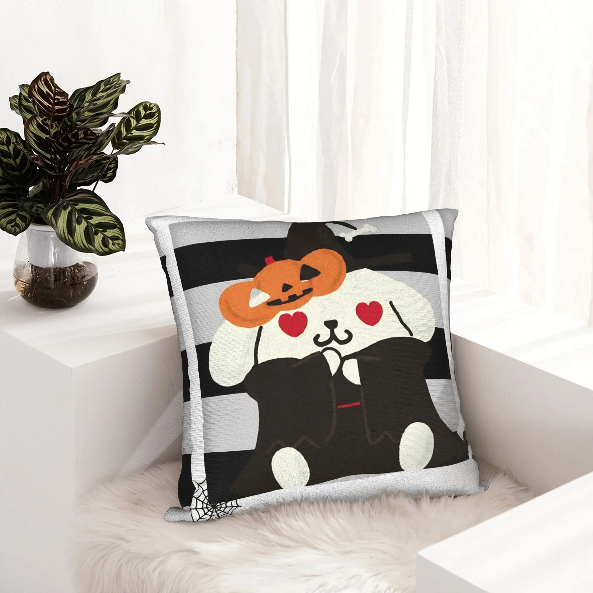 Pompompurins Halloween Pumpkin Witch Cute Dog Pillowcase Printed Cushion Cover Decorative Pillow Case Cover Sofa Wholesale 45X45