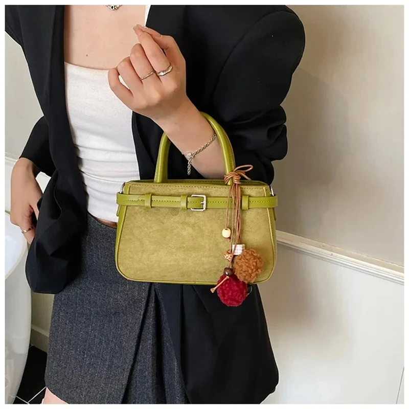 

Retro Frosted Crossbody Bag Women's Autumn Winter Versatile Handbag Korean Sle Ins Small Square Bag Soft PU Leather
