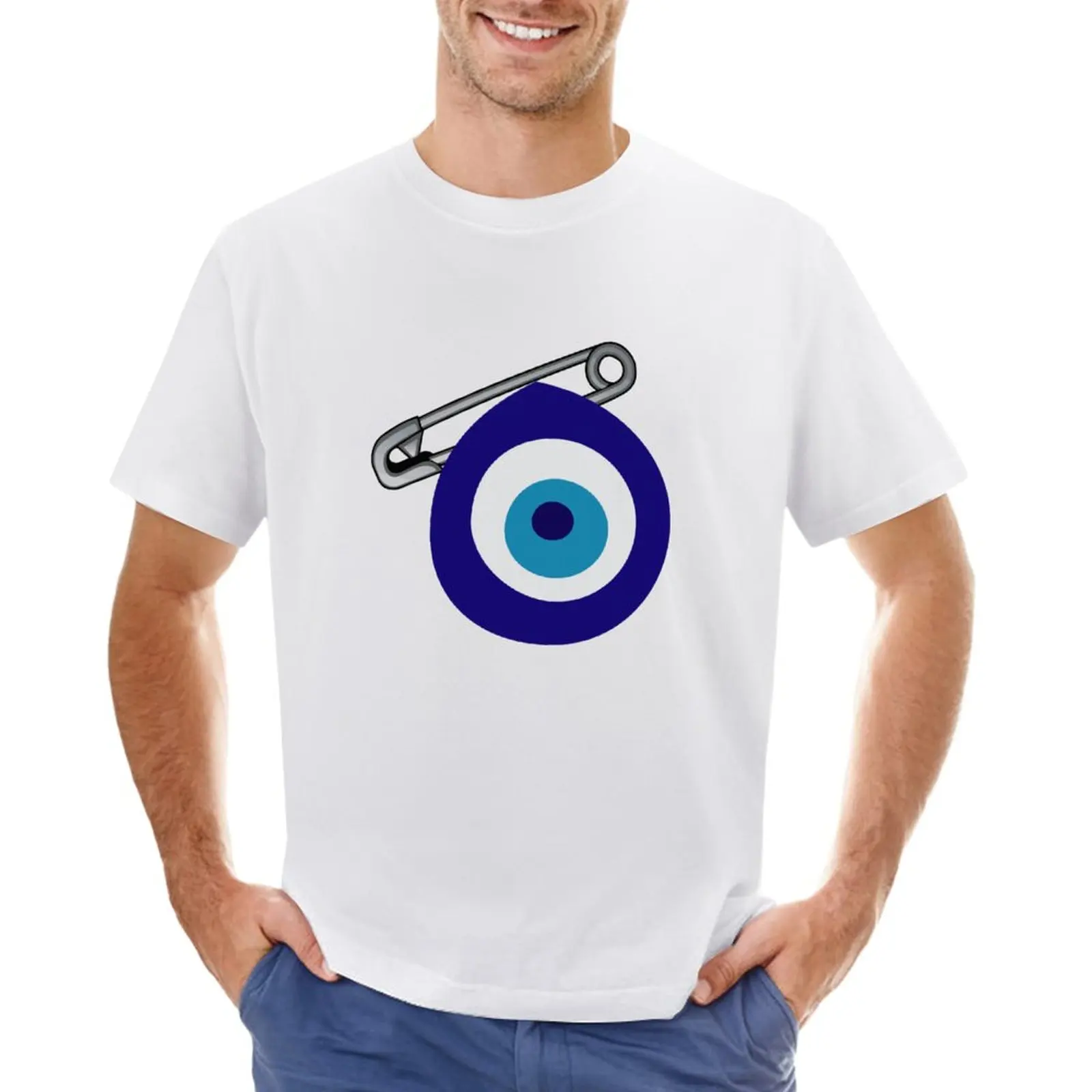 

Evil Eye Pinned T-Shirt tops vintage clothes summer tops anime clothes mens big and tall t shirts