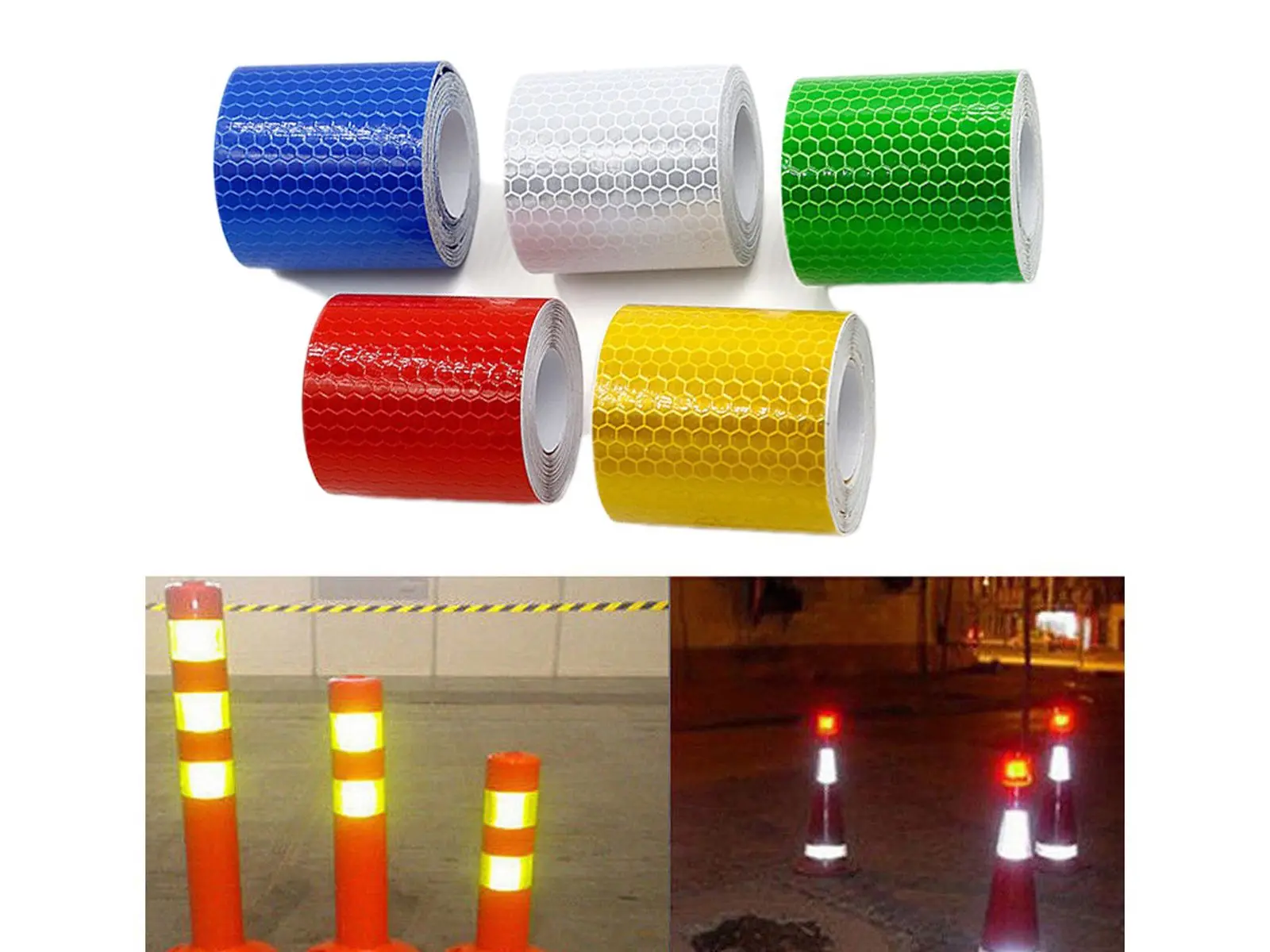 5 Rolls Safety Caution Sticker Traffic Car Warning Reflective Self Adhesive Tape Warning Tape Film Party Meet Decoration Tool