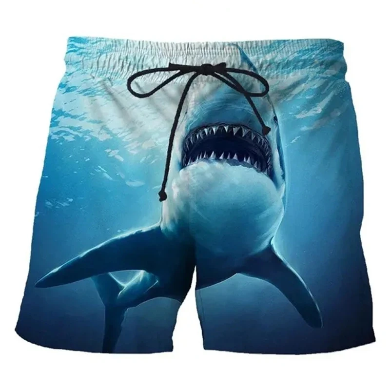 กางเกงขาสั้นชายหาดลายฉลาม 3 มิติ แฟชั่นลำลองสำหรับผู้ชาย กางเกงว่ายน้ำชาย กางเกงขาสั้นชาย ชุดว่ายน้ำชาย