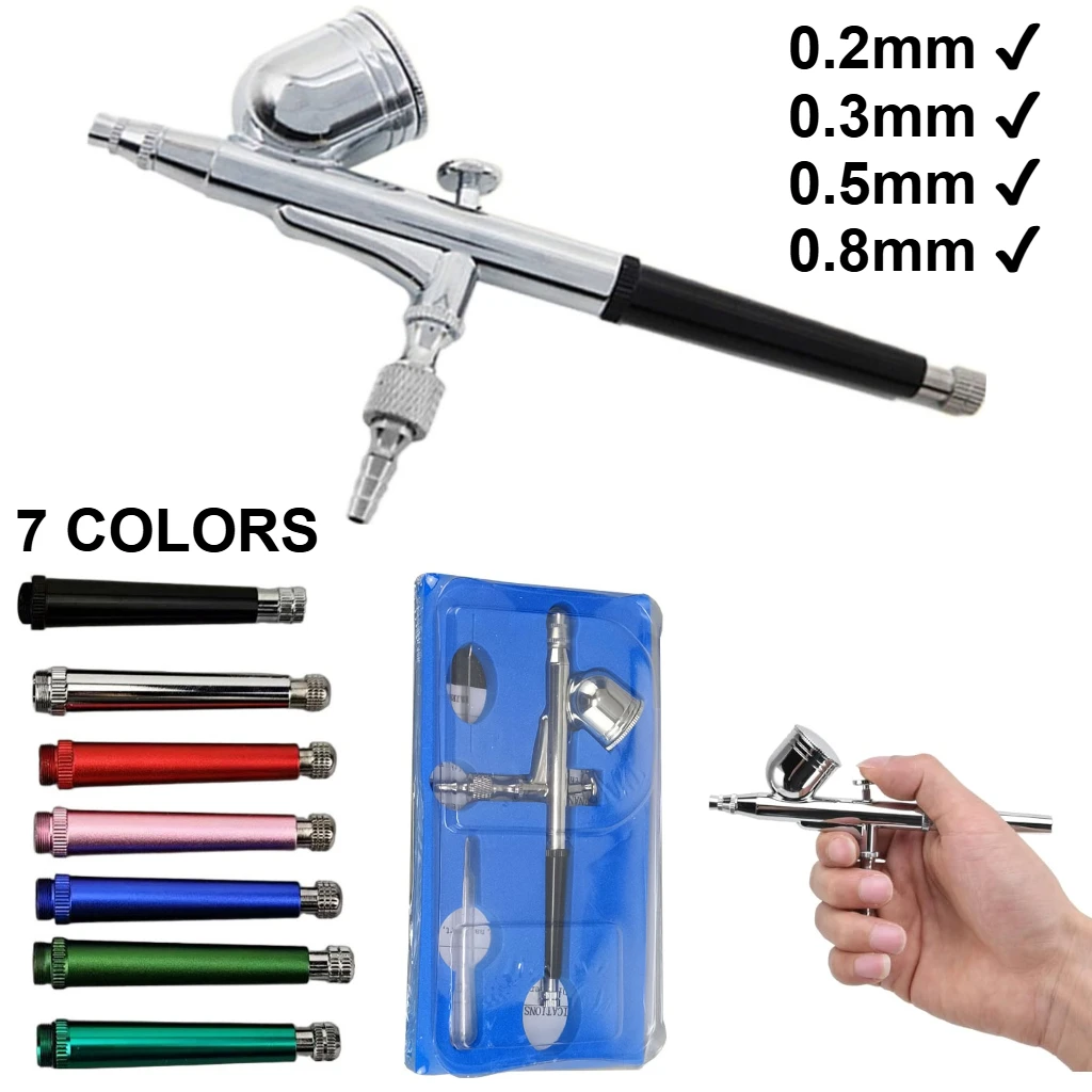 

0.2/0.3/0.5/0.8mm Gravity Feed Dual-Action Airbrush Paint Spray Gun Kit Set