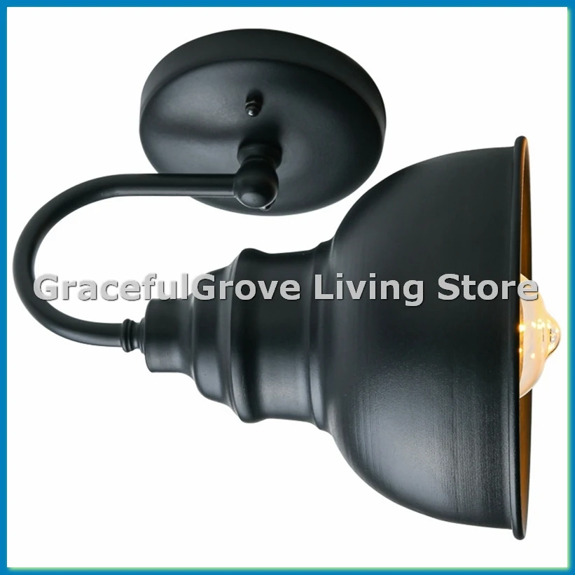 

Vintage Wall Sconce Gooseneck Barn Flat Light Industrial Vintage Farmhouse Wall Sconce Outdoor Waterproof (Black)-ABFB