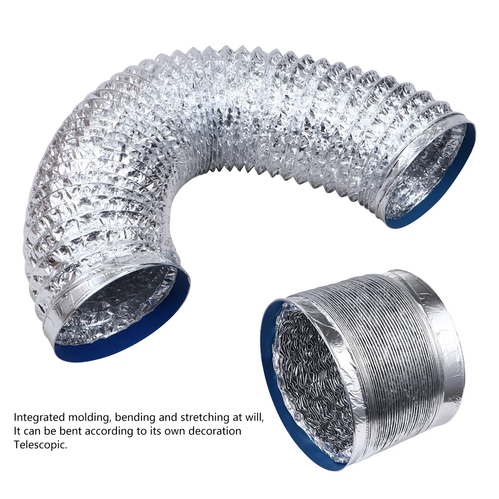 

Гибкий двухслойный воздуховод 2 м из алюминиевой фольги, герметичный, для кухонных вытяжек и систем ОВКВ