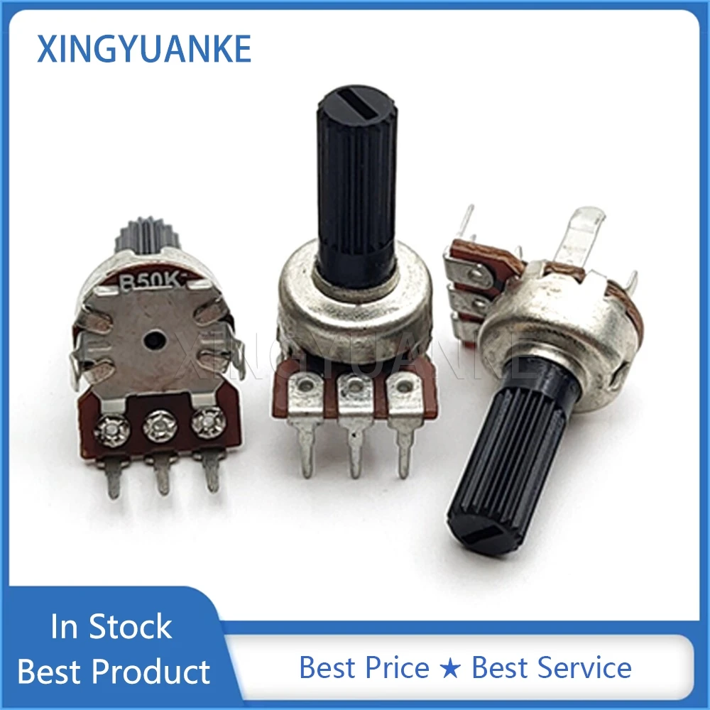 5PCS 121 Type B100K Single Vertical 3Pins B104 Audio Volume Adjustment Potentiometer 100K Ohm Flower Shaft Length 15MM