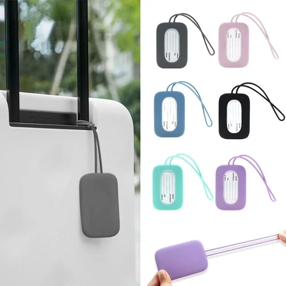 

New Silicone Luggage Tag Soft with Lanyard Suitcase Identifier Tag Anti-lost Baggage Label Travel