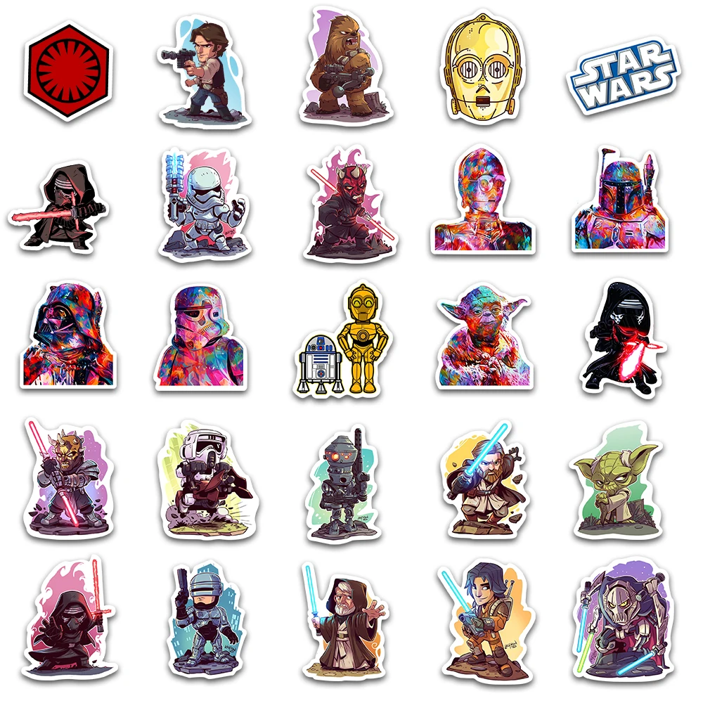 50Pcs Star War Stickers Waterproof Vinyl Stickers for Water Bottle Luggage Bike Car Decal(Fox)s