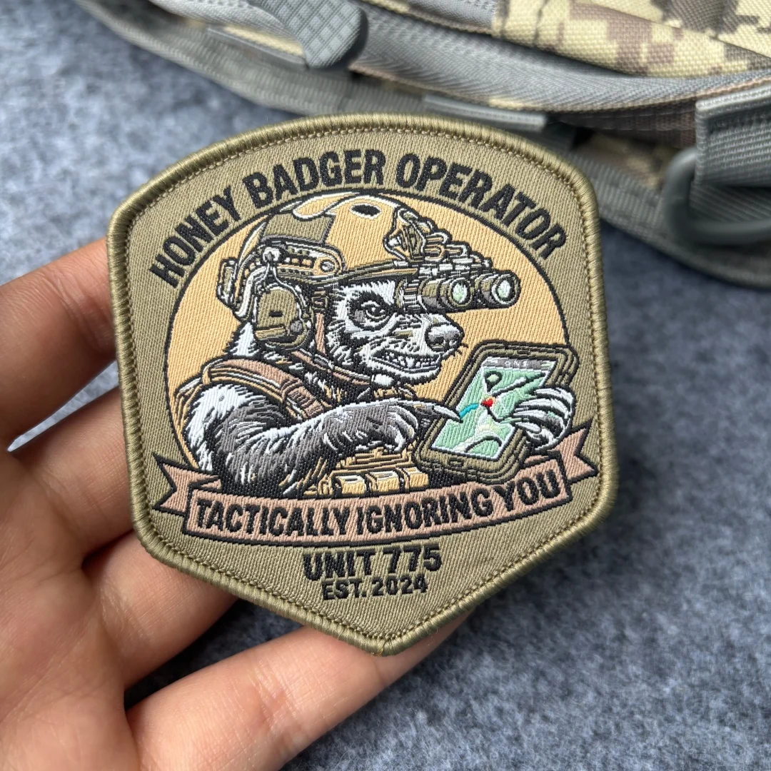 Image of Lustiger Honigbadger-Aufnäher mit Klettverschluss, Dekorative Abzeichen für Rucksack, Weste, Kleidung, Armbinde