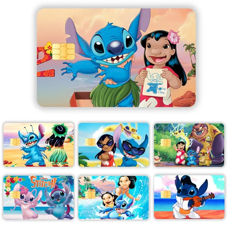 

Стикеры для кредитных карт из мультфильма «Disney Stitch», Защитная пленка для дебетовой карты, стикер для больших и маленьких искусств