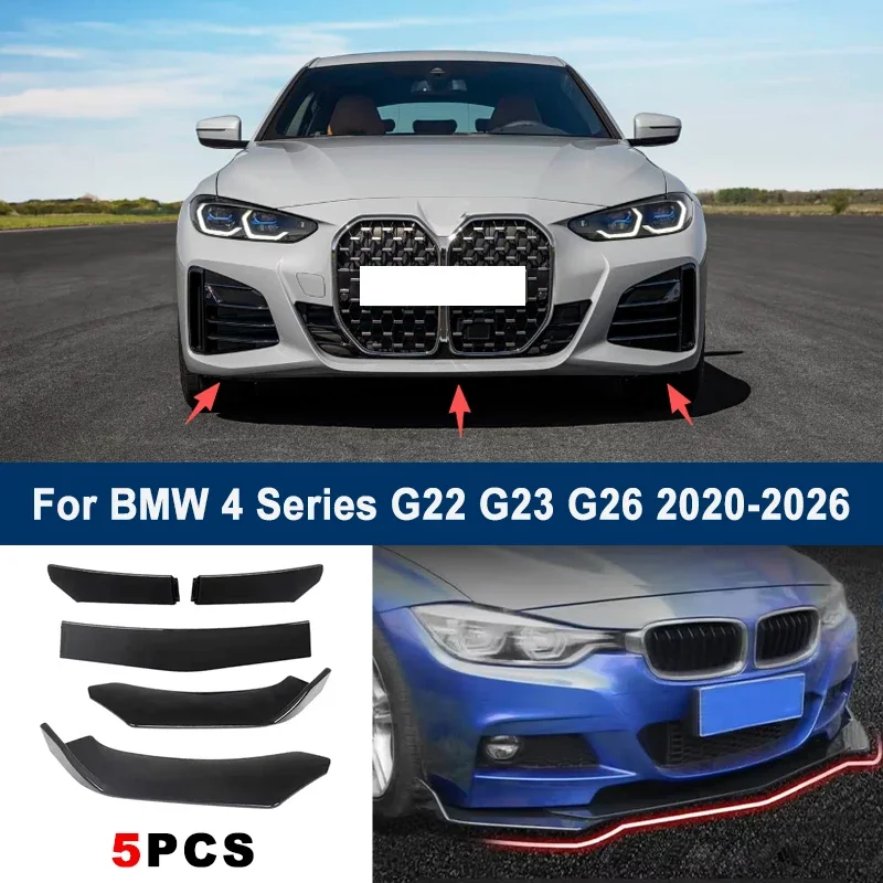 

Adjustable 5Pcs Sectional Front Spoiler Lip For BMW 4 Series G22 G23 G26 2020-2026 Front Bumper Splitter Sport Body Kit
