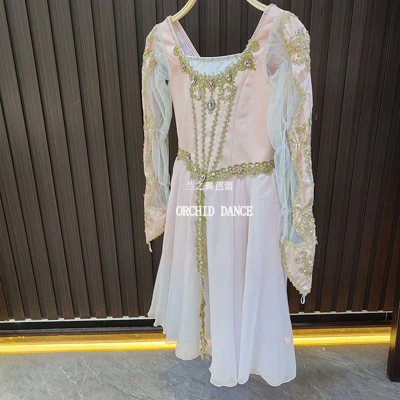 BT2507014 High Quality Custom Size Kids Girls  Ballet Dance Performance Wear Gilsay Cream Long Romantic Tutu Dress