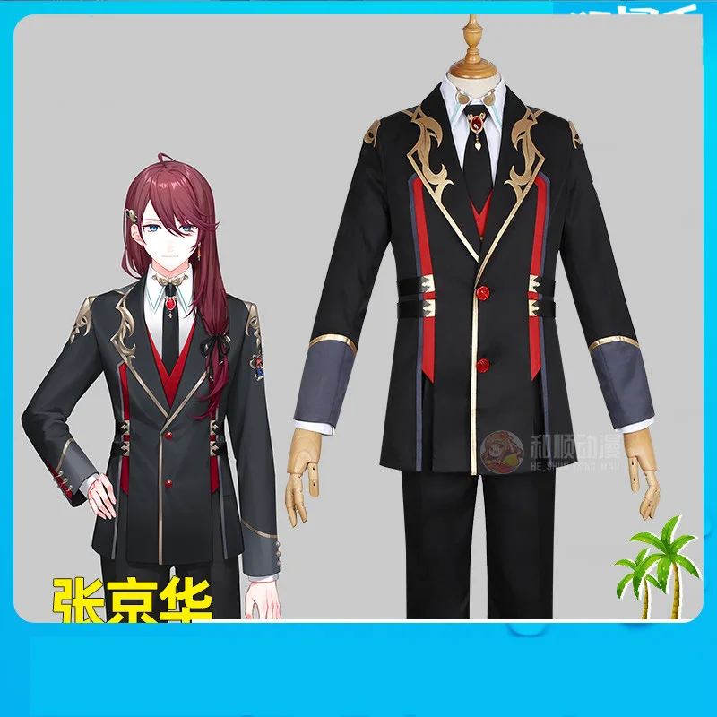 

COSLEE [M-XXL] Vtuber Overidea ZhangJingHua Suit Uniform Cosplay Costume Halloween Carnival Party Outfit Role Play Clothing New