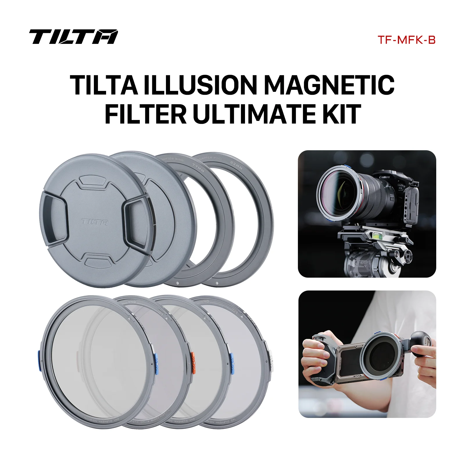 Image of TILTA Illusion Magnetfilter-Set mit einstellbarem VND1-10 True Color CPL Black Mist Dimming Mirror & Adapterring für Objektive
