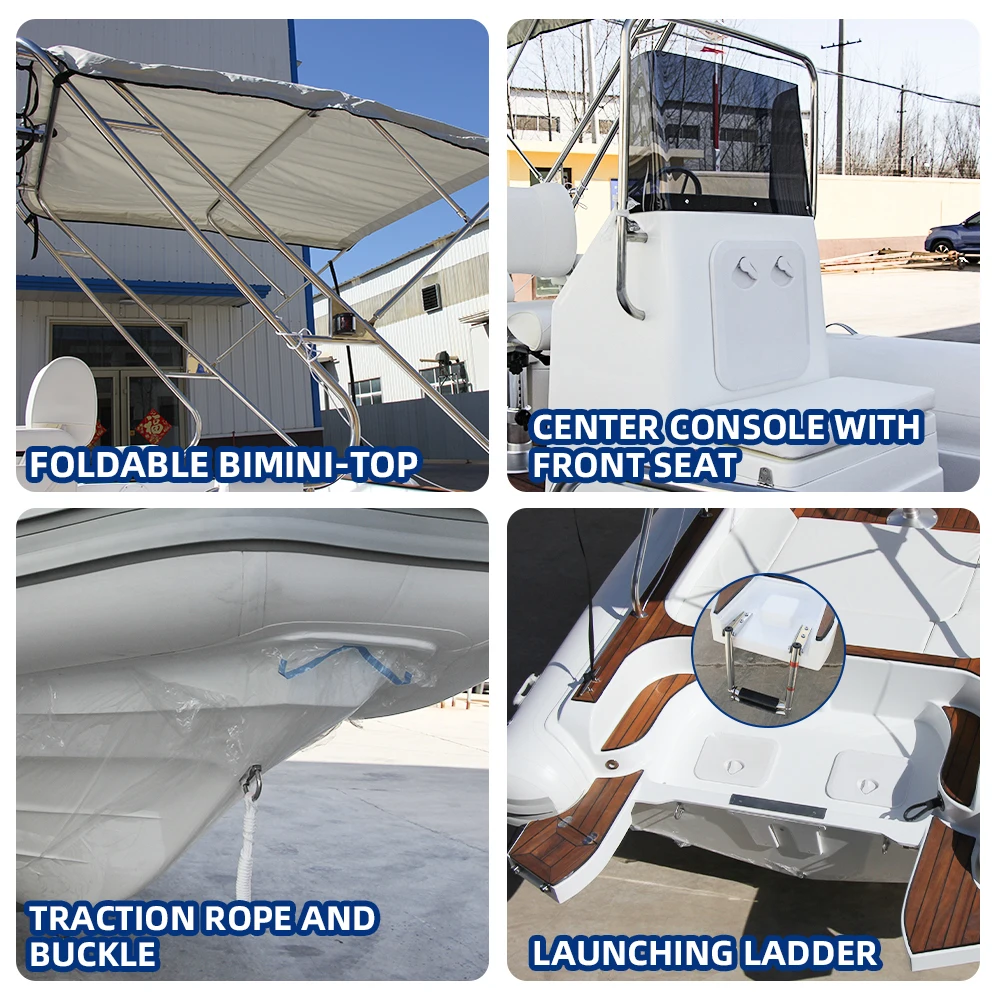 Supplier 25ft Luxury Accessories Fiberglass Hull Ribbed Boat Hyperion Tube Semi-Rigid Inflatable Yacht