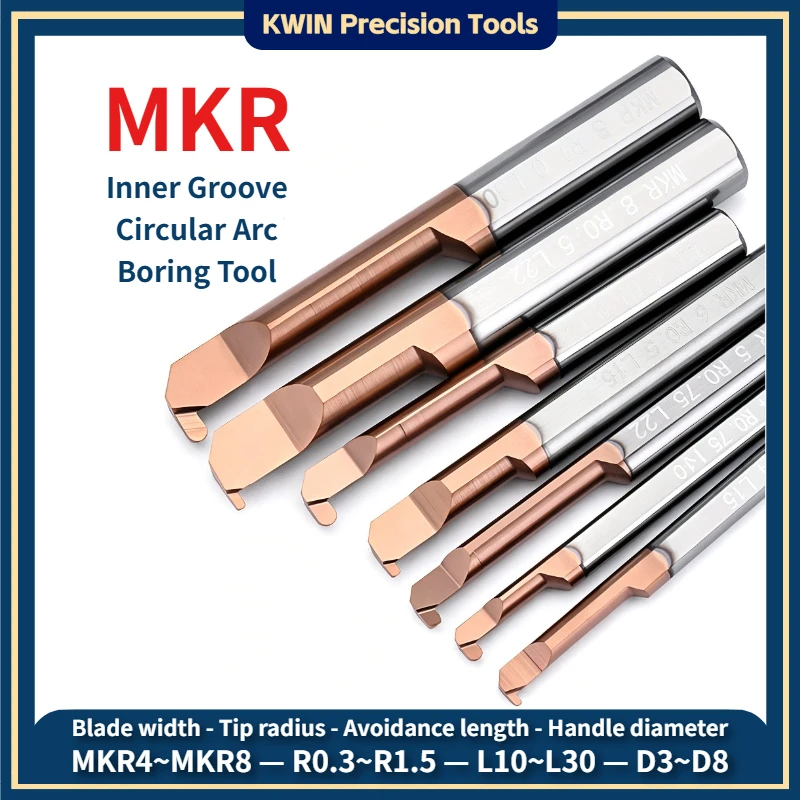 MKR Small Bore Inner Groove Circular Arc Boring Tool Micro Boring Cutter Carbide Mini Hole Turning Tool Anti-seismic Tool Holder
