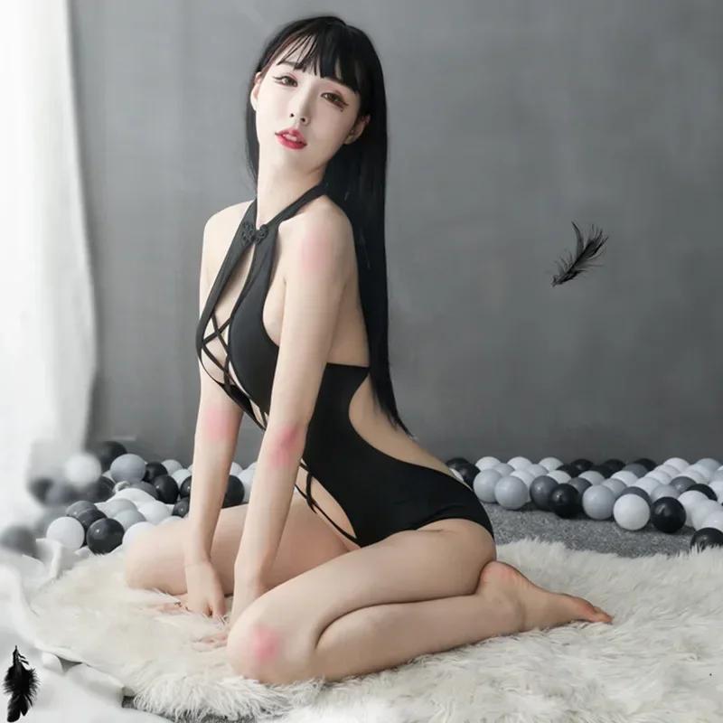 Sexy Lingerie Female Lacing Hollow Out Bodysuit Black Exotic Teddies Pajamas Underwear Night Club Passion Bed Suit Women Girls