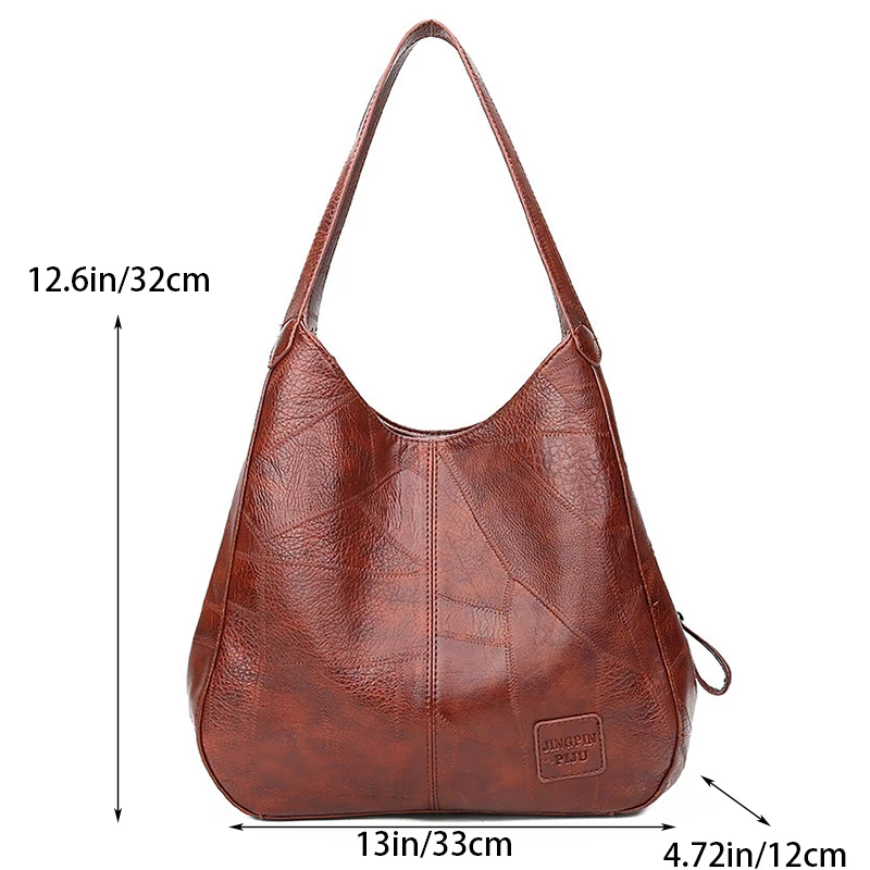 Vintage Women\'s Bag Leather Large Capacity Marble Grain Women\'s Shoulder Bag Daily Commuter Handbag Shopping