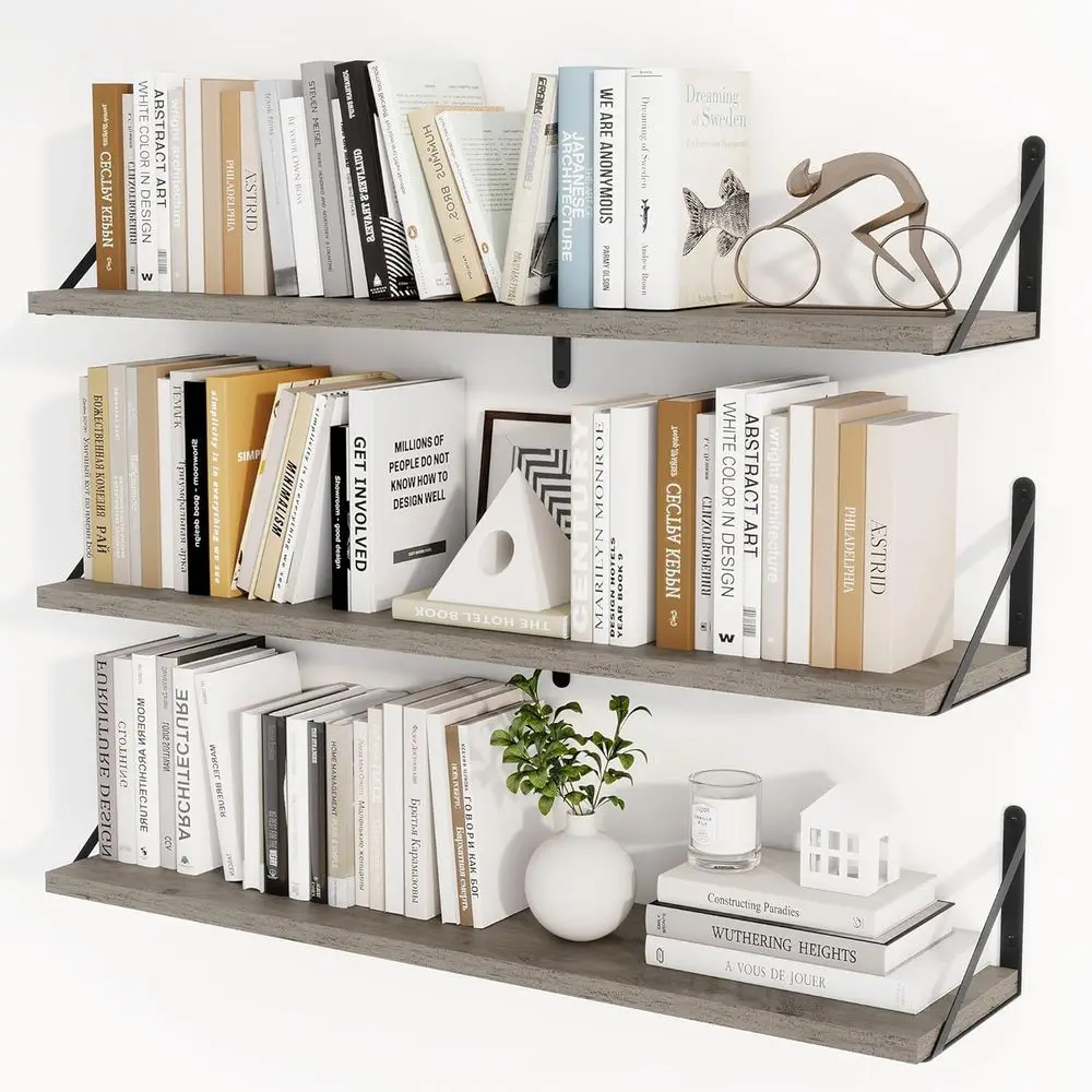 

Floating Book Shelves for Wall,35.4 Inches Long Wall Mounted Bookshelves,Heavy Duty Bracket Shelves for Living Room Kitchen,Laun