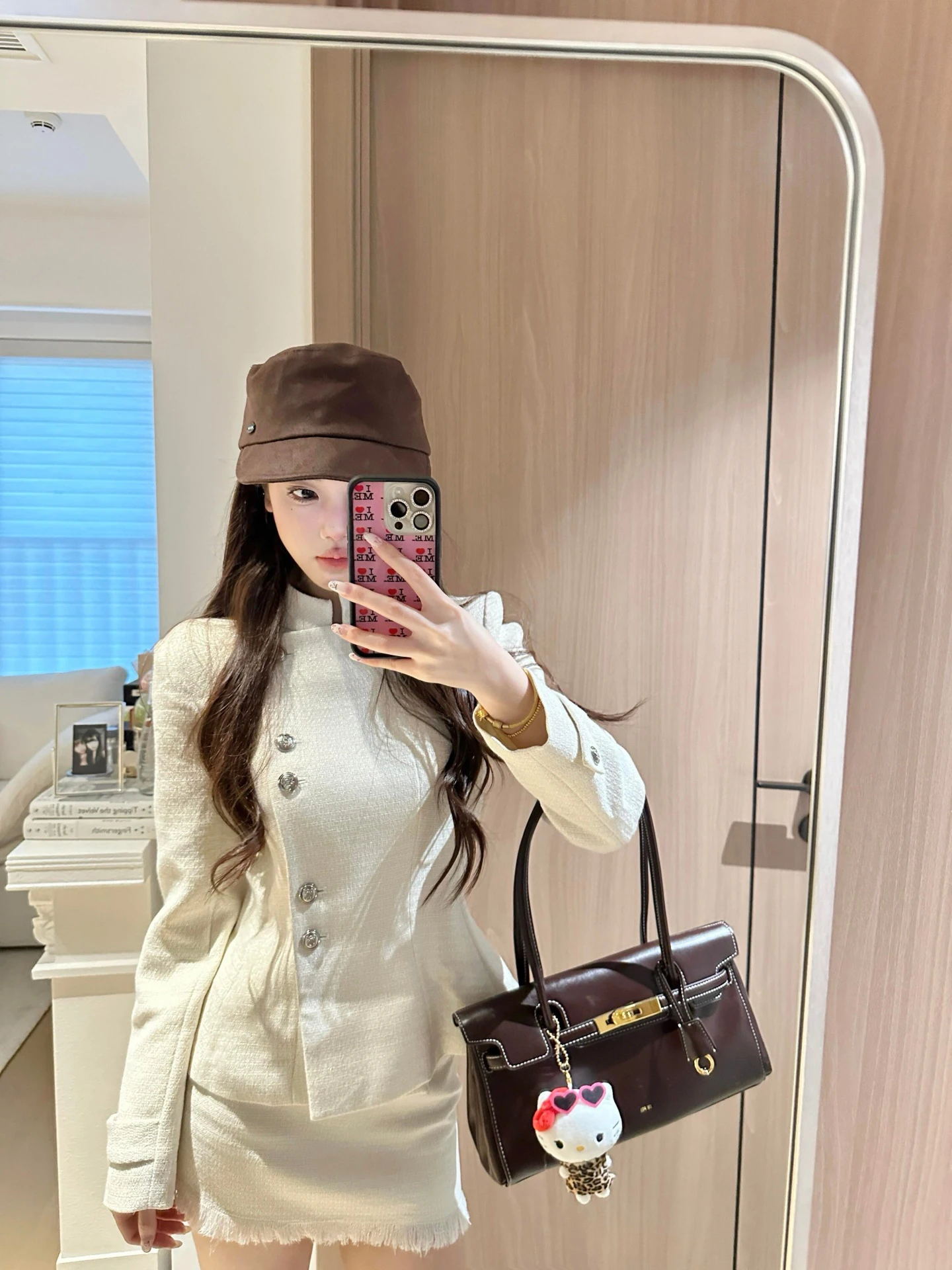 

Костюм-двойка Ele Plus Size: белый пиджак и юбка, женский, стройнящий, модный, весенний, с завышенной талией