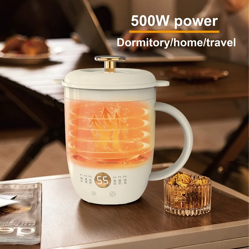 110V/220V Mini Electric Cooking Cup Travel Kettle Dormitory Noodle Pot Keep Warm Health Cup Multifunction Electric Pot 850ml
