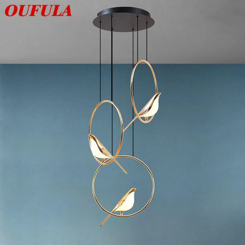 

OUFULA Nordic Pendant Lamp Postmodern Vintage Round LED Bird Light Creative Design Decor For Home Study Dining Room Bedroom