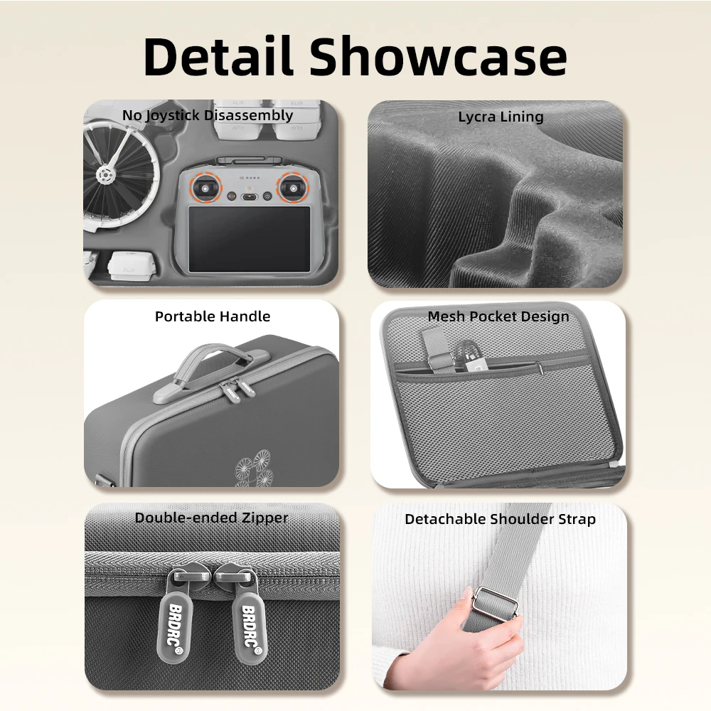 BRDRC Flip Carrying Case Protective Storage Bag For DJI Flip Drone Portable Handbag With Shoulder Straps Outdoor Accessorise