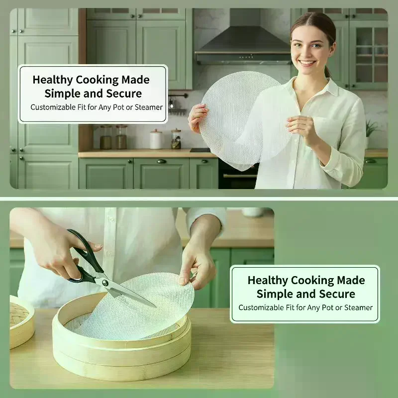 Silicone Steamer Cloth Liners 5Pcs Non-Stick Round Durable Perfect for Steam Cooking