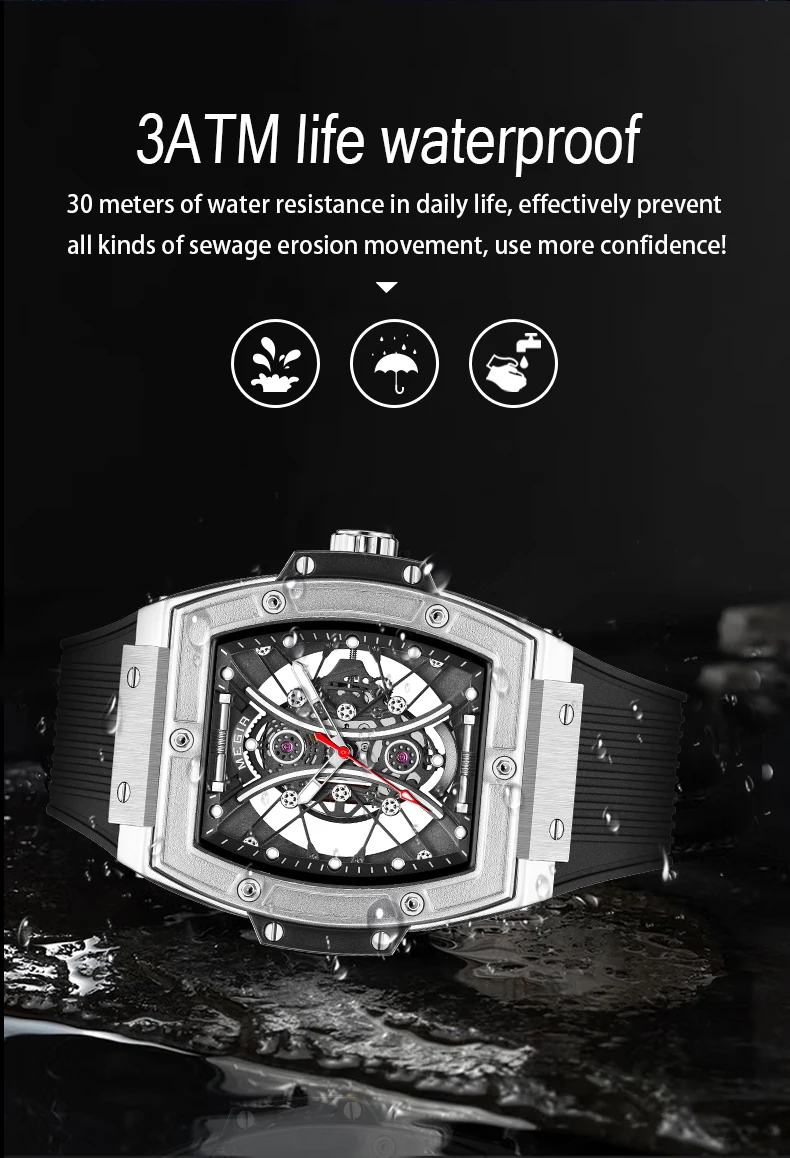 Megir marca de luxo relógios quartzo para homens moda militar esportes relógio à prova dwaterproof água relógio luminoso relógio pulso reloj hombre 8109