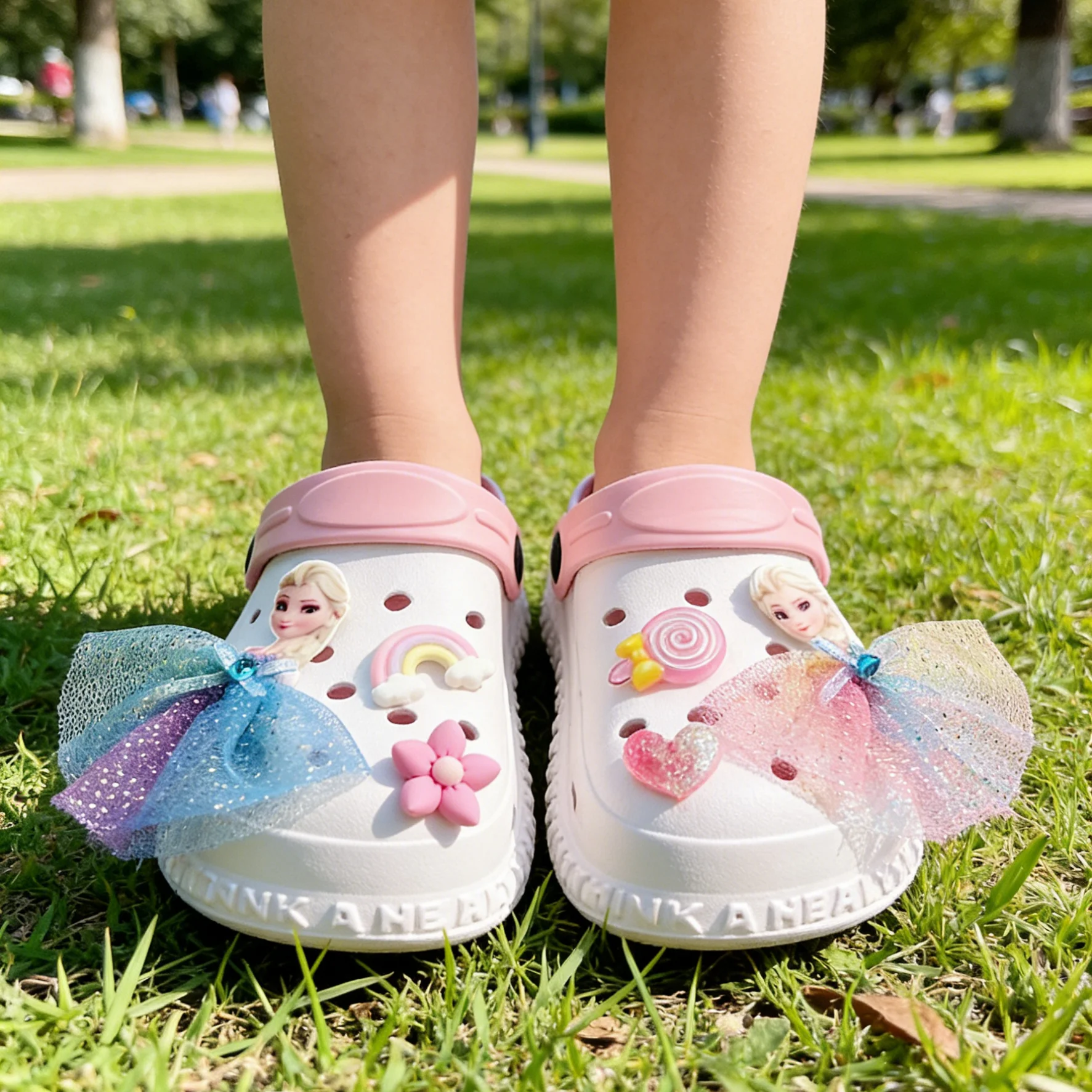 

Disney Girls' Slippers Summer Princess Elsa Children's Girls Hole Shoes Summer Frozen Slippers Blue Pink Shoes Size 24-40