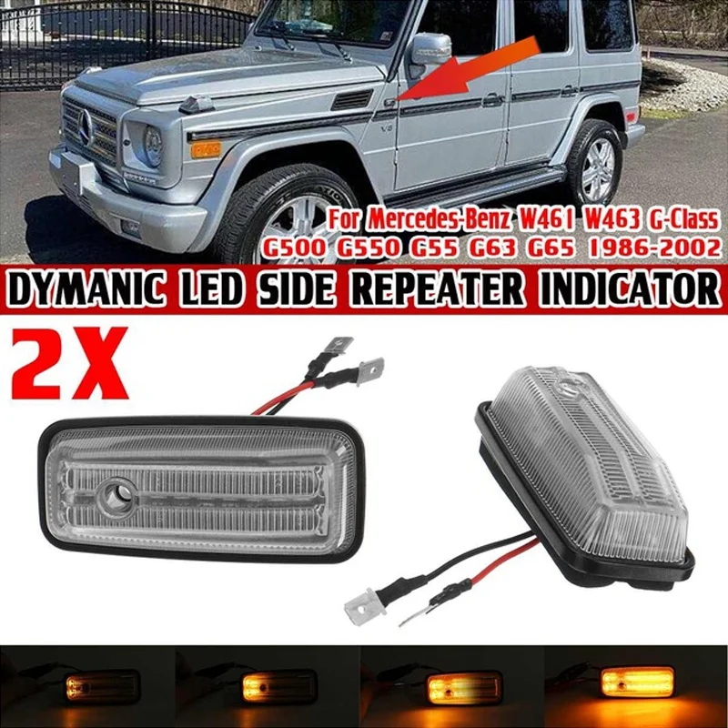 Clear 2Pcs LED Dynamic Turn Signal Light for Mercedes-Benz G Class W463 W461 G500 G550 G55 G63 G65 Side Maker Lamp