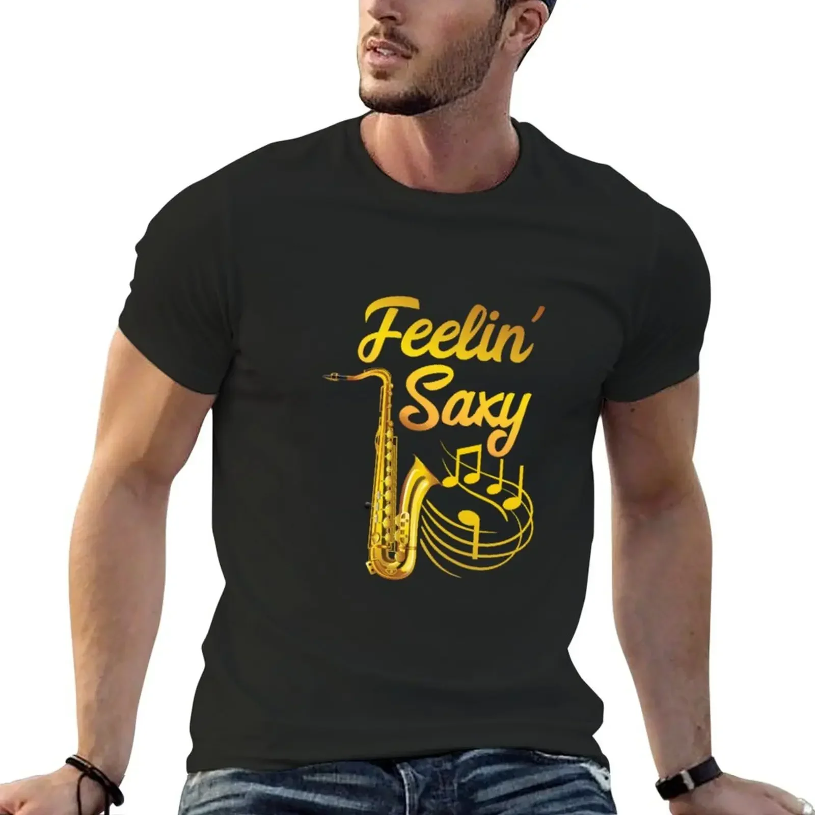 Saxophone Feeling Saxy Band Music T-Shirt hippie clothes quick drying shirts men graphic