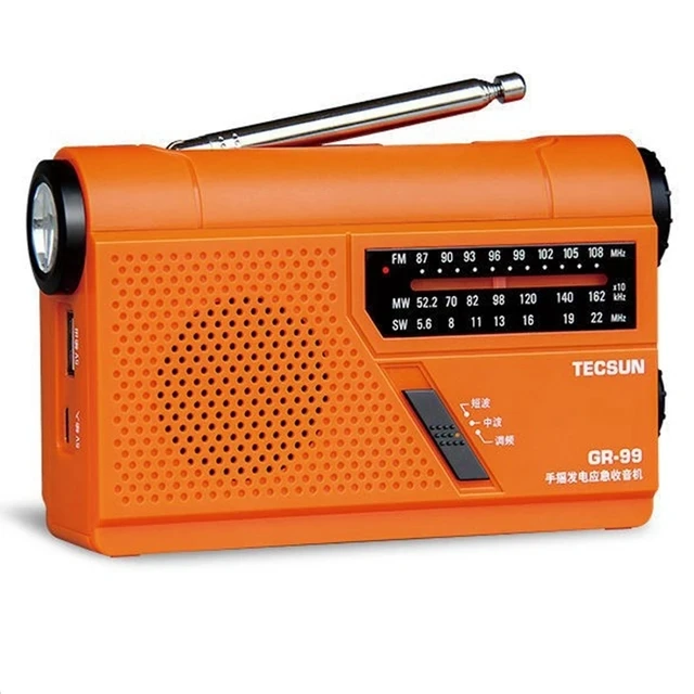 Tecsun GR-99 Radio FM 87-108MHZ Short-wave Full-band Pointer Type Hand-cranked Power Rechargeable Emergency Radio With flashligh