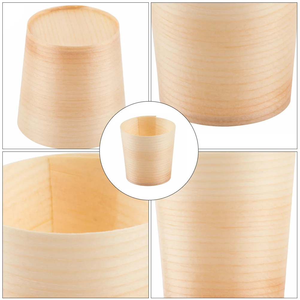 

40Pcs Wooden Cups Disposable Natural Biodegradable Round Single-Use for Water Drinks Wine Salad Fruit Snacks Dessert Outdoor