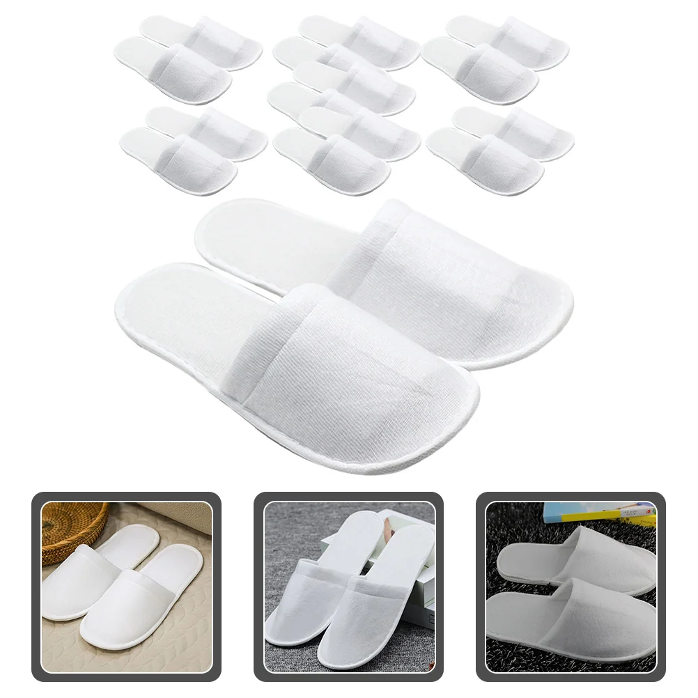 

8 Pairs Indoor Slippers Disposable Nonslip Bulk Guest White Fabric Spa for Hotel Woman