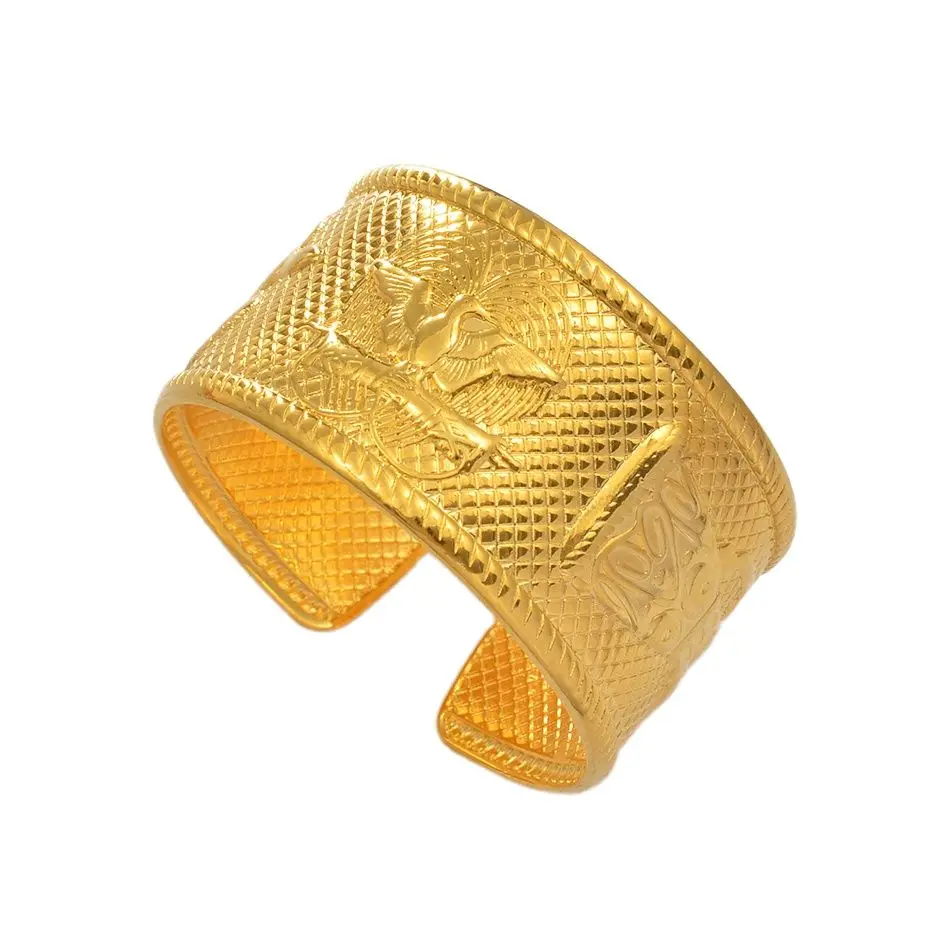 Anniyo Weight About 83g Gold Plated Bracelet Papua New Guinea Cuff Bangles for Women Men Jewelry PNG  #097206