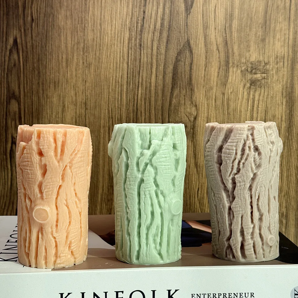 قالب سيليكون لصناعة يدوية شموع الجبس المعطرة مع جذع شجرة تصميم الحبوب الخشبية أدوات خبز الكعك هدية منزلية #1